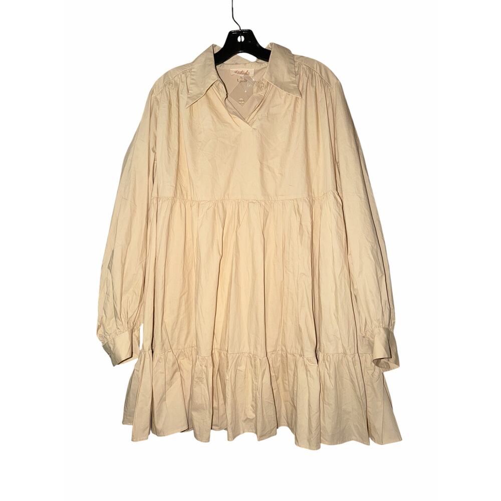 Listicle Women’s Large Mini tiered oversized dress Cream NWOT